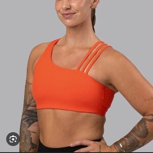 LSKD Orange One-Shoulder Strappy Sports Bra - Women